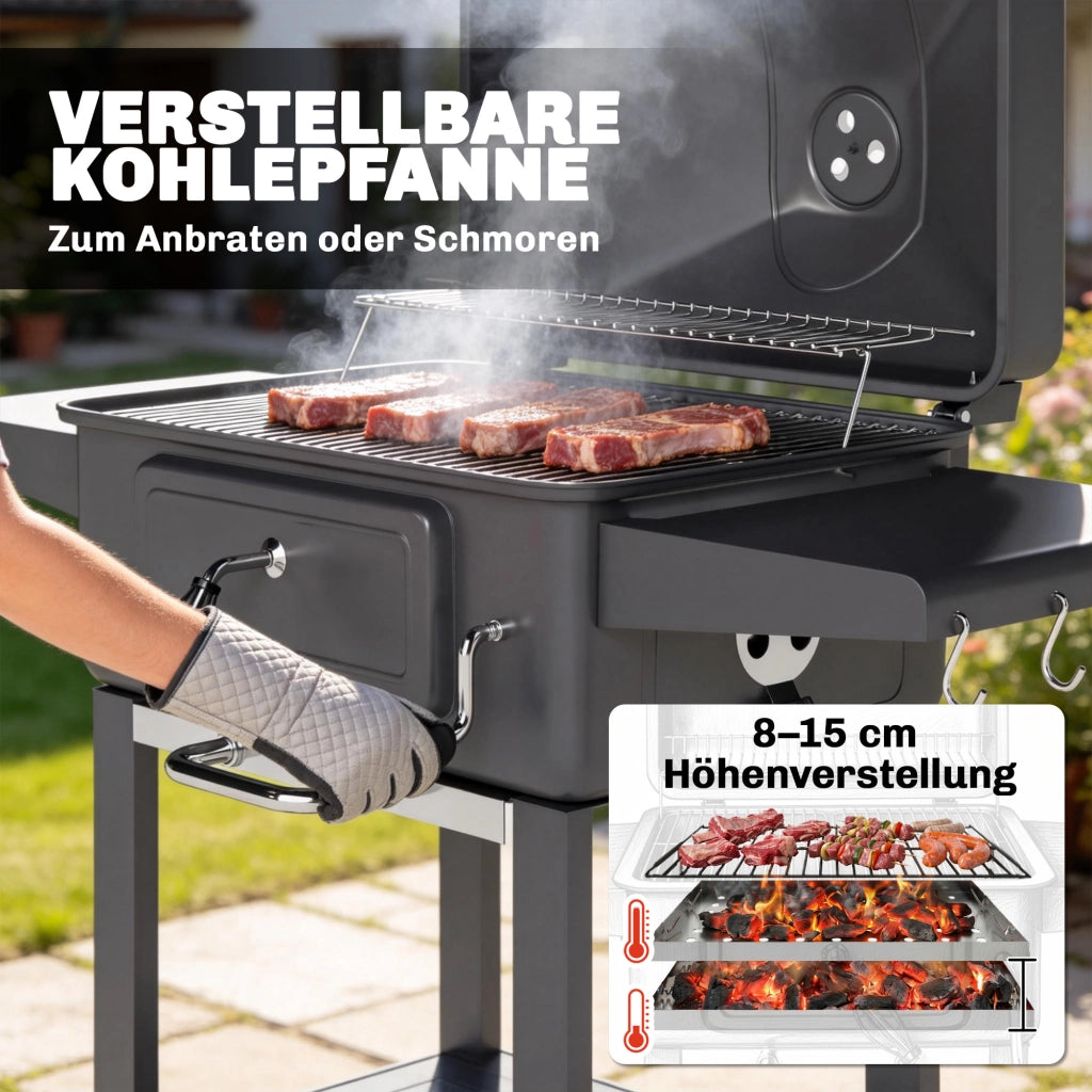 Barbecue a carbone con coperchio e termometro ¨C Minimal ¨C Grigio