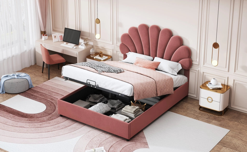 letto imbottito velluto rosa 140 x 200 cm