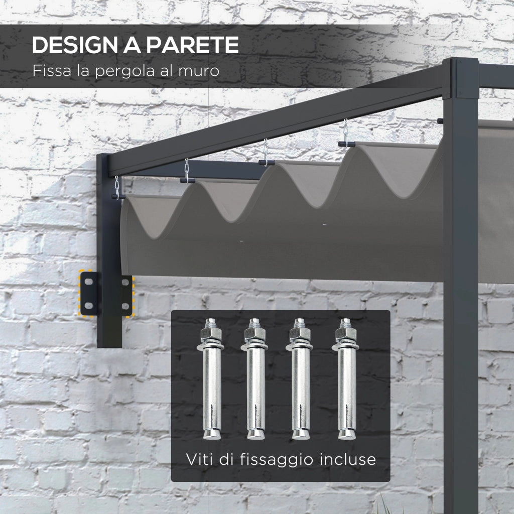 Pergola Gazebo ¨C Minimal ¨C Grigio Acciaio Poliestere 3x4 m