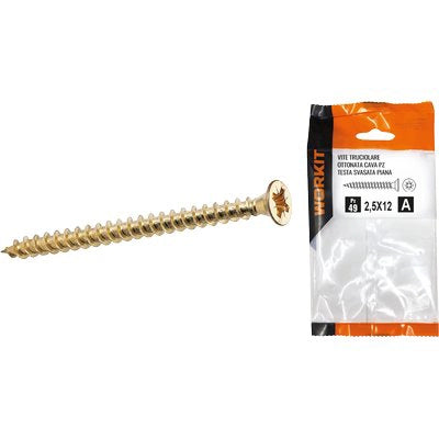 VITE TRUCIOLARE TSP OTTONATA SELF WORKIT - CAVA PZ FILETTO INTERO MM 4,0X25 CF=PZ 24- 5 confezioni