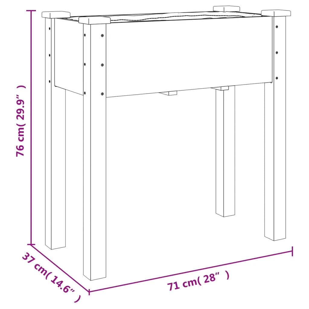Fioriera | Cassetta per fiori | Vaso con Ruote e Fodera 71x37x80 cm Legno Massello di Abete