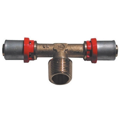 RACCORDO PRESS A T MASCHIO PER MULTISTRATO- 1/2 x 20- TIEMM- pezzi 1