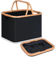 Cestino per abbigliamento sporco con maniglie - contenitore multifunzionale - 45 litri (nero) cesta da coperta