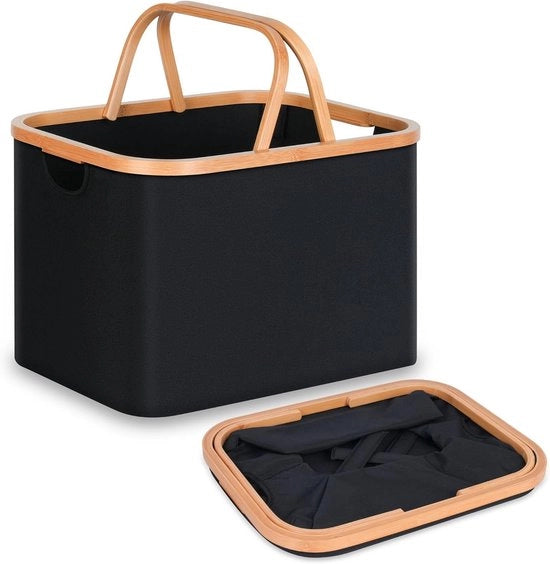 Cestino per abbigliamento sporco con maniglie - contenitore multifunzionale - 45 litri (nero) cesta da coperta