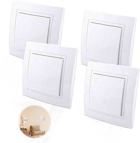 Set di interruttori da sostituzione da 4 - design europeo - bianco lucido - 82 x 82 mm
