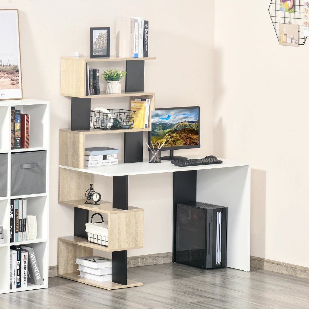 Scrivania con Libreria ¨C Xylo ¨C Legno Multicolore Ripiani Computer Ufficio 120x60x148cm