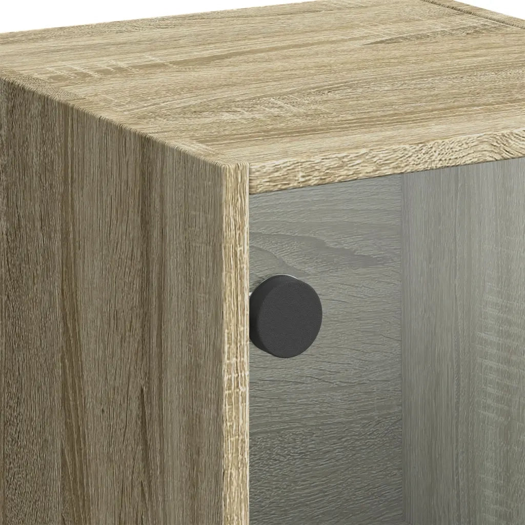 Credenza con Ante in Vetro Rovere Sonoma 35x37x109 cm