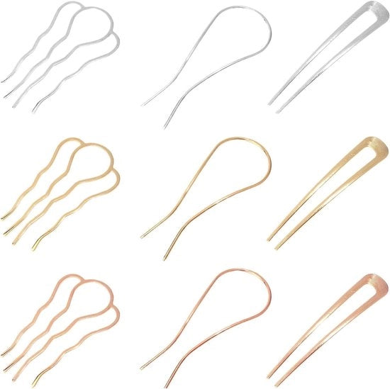 Set di Forbici per Capelli con 9 Pezzi in Oro, Argento e Oro Rosa - Accessori per Capelli in Metallo Resistenti per Stili di Capelli Elevati Eleganti
