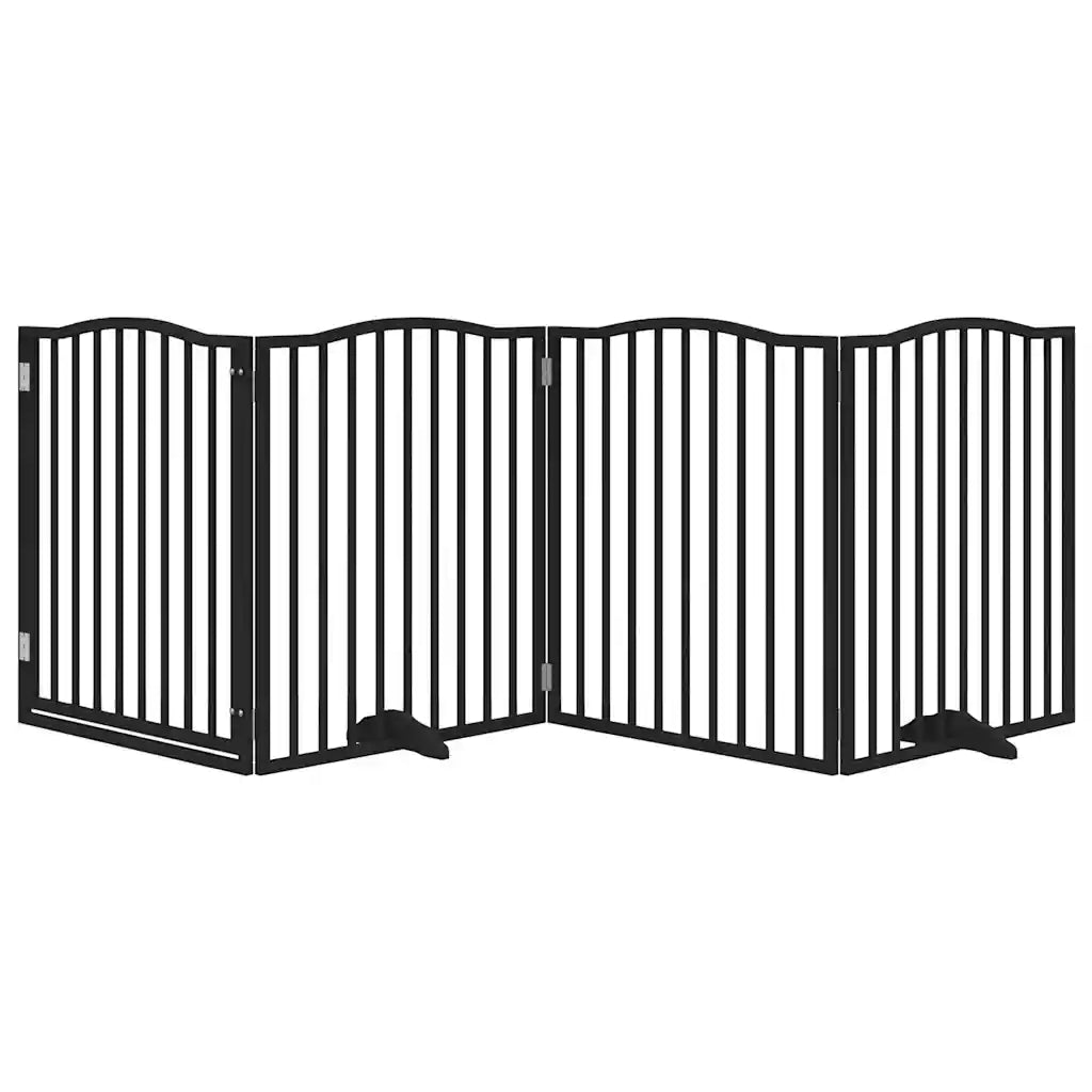 Cancello per Cani Porta Pieghevole Nero 4 Pannelli 320cm Pioppo 352227