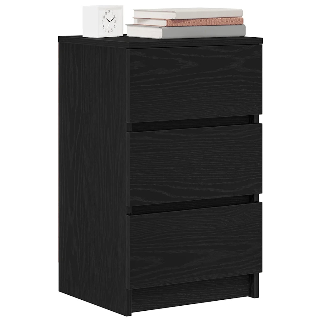 Comodino con 3 Cassetti Nero 39x35x65 cm 861339
