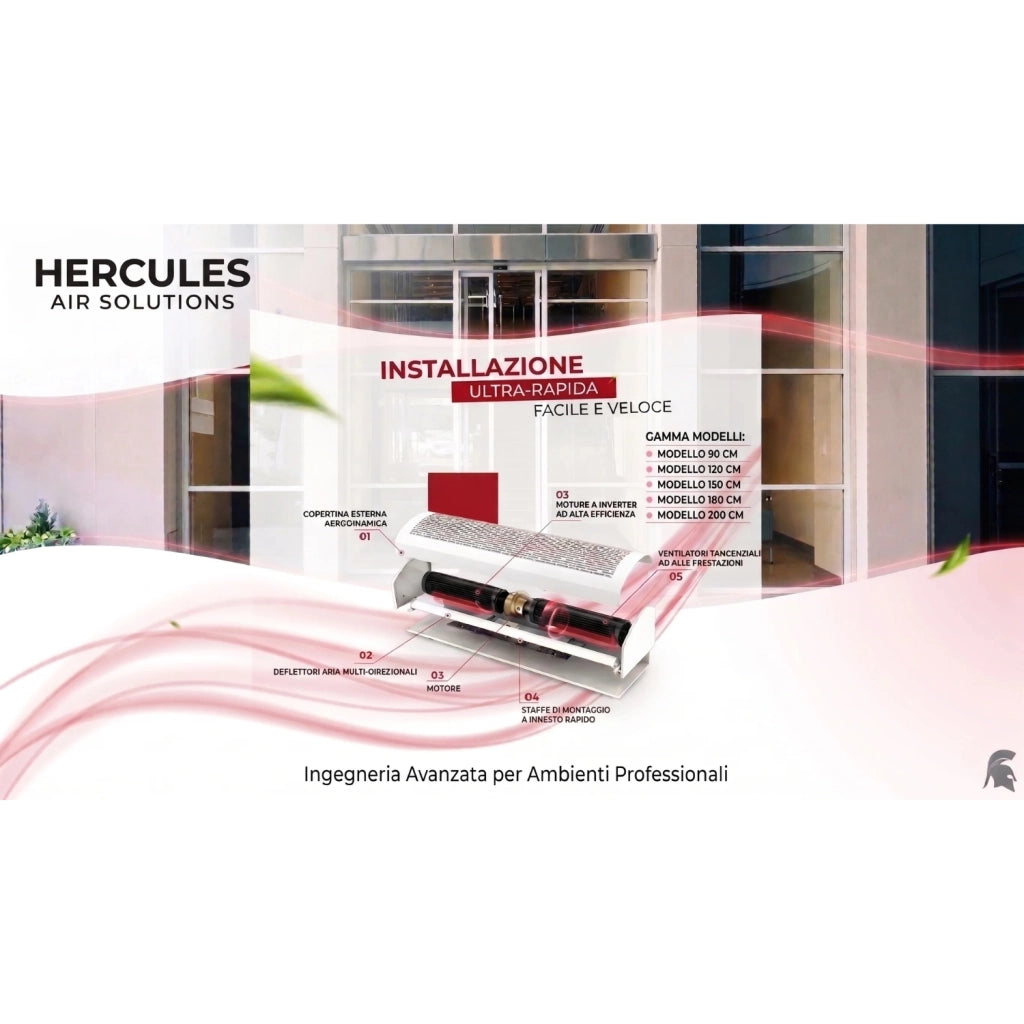 HERCULES Barriera d'Aria 200 cm con Telecomando – 270W