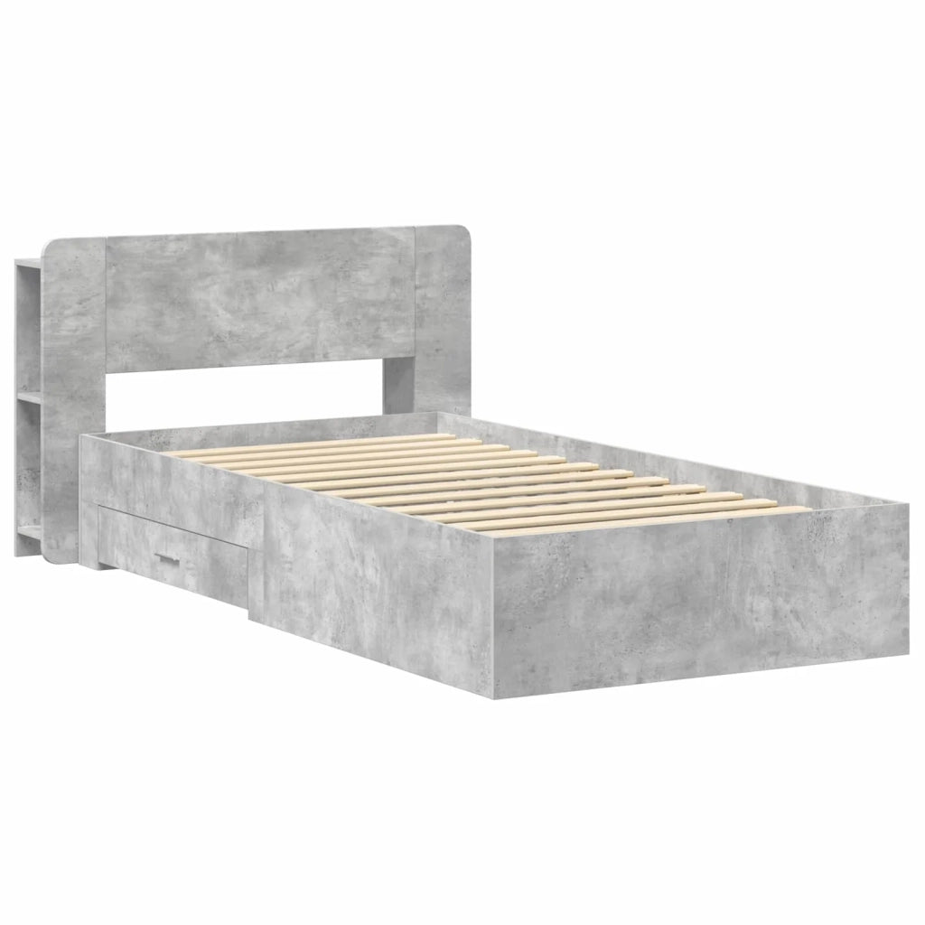 Telaio del letto con storage Grigio Cemento 75 x 190 cm 3433697