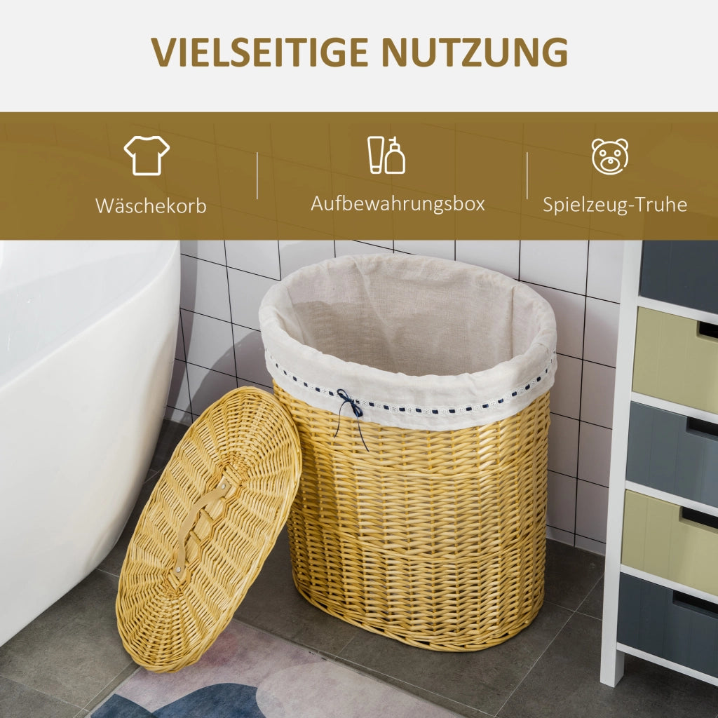 Cesto portabiancheria in vimini con coperchio e manici ¨C Xylo ¨C Naturale con sacco removibile