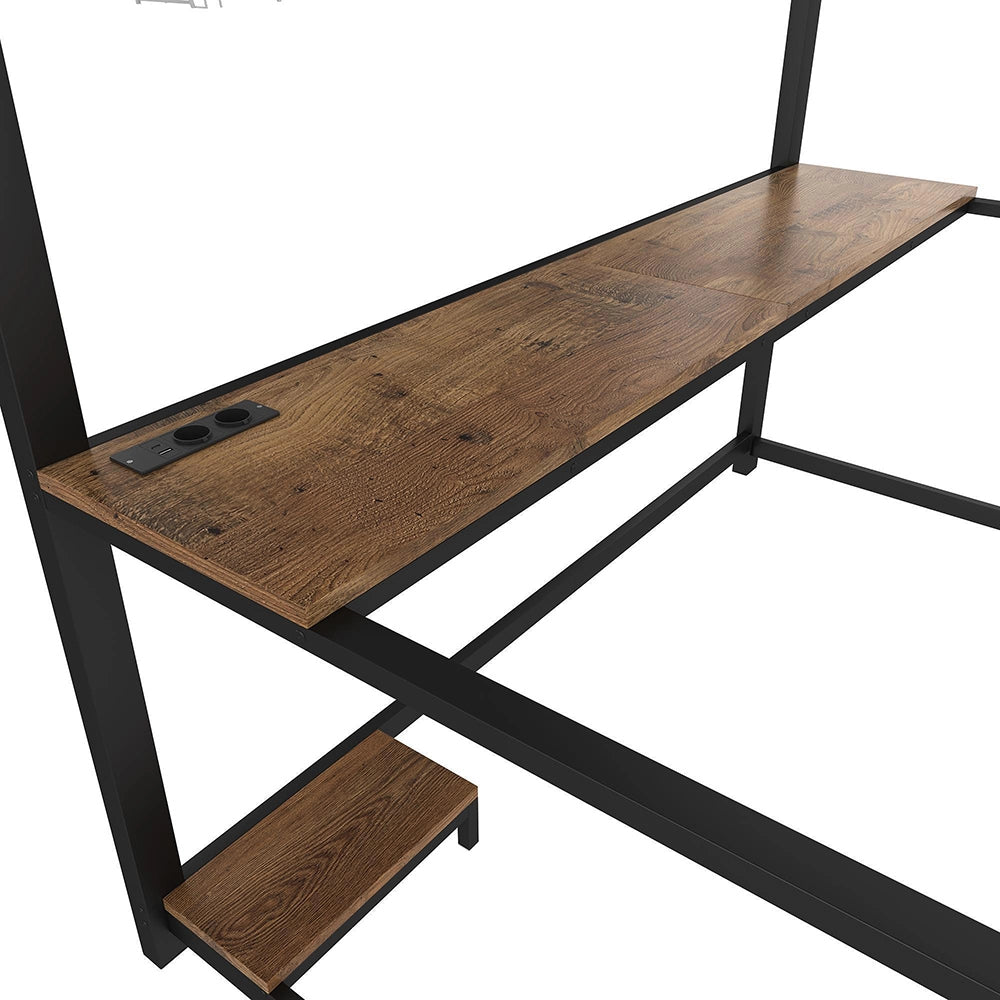 Letto a soppalco - Xylo - 140x200 cm nero LED con USB