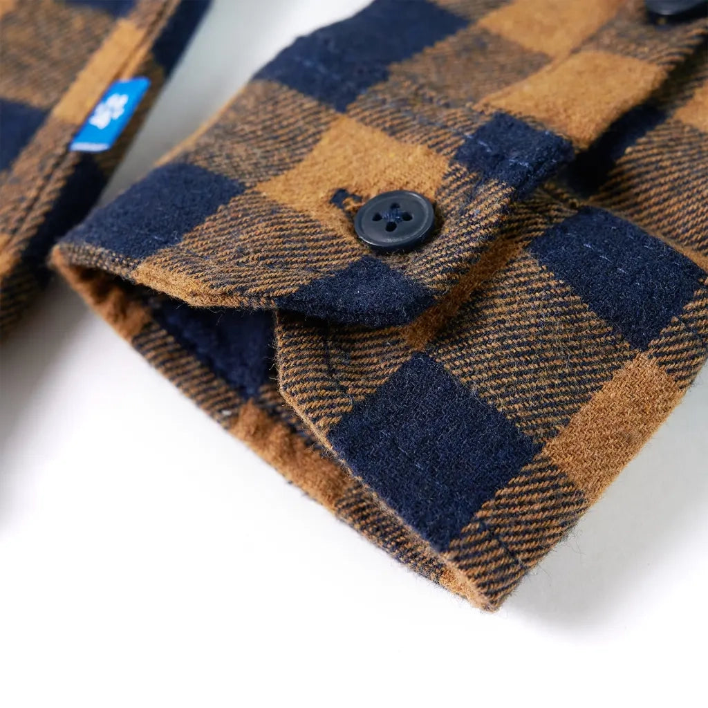 Camicia a Quadri da Bambino Cognac e Blu 116 12956