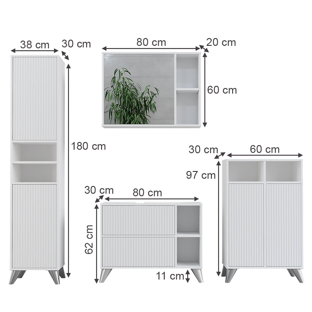 Vicco Set di mobili da bagno Bianco Set 4