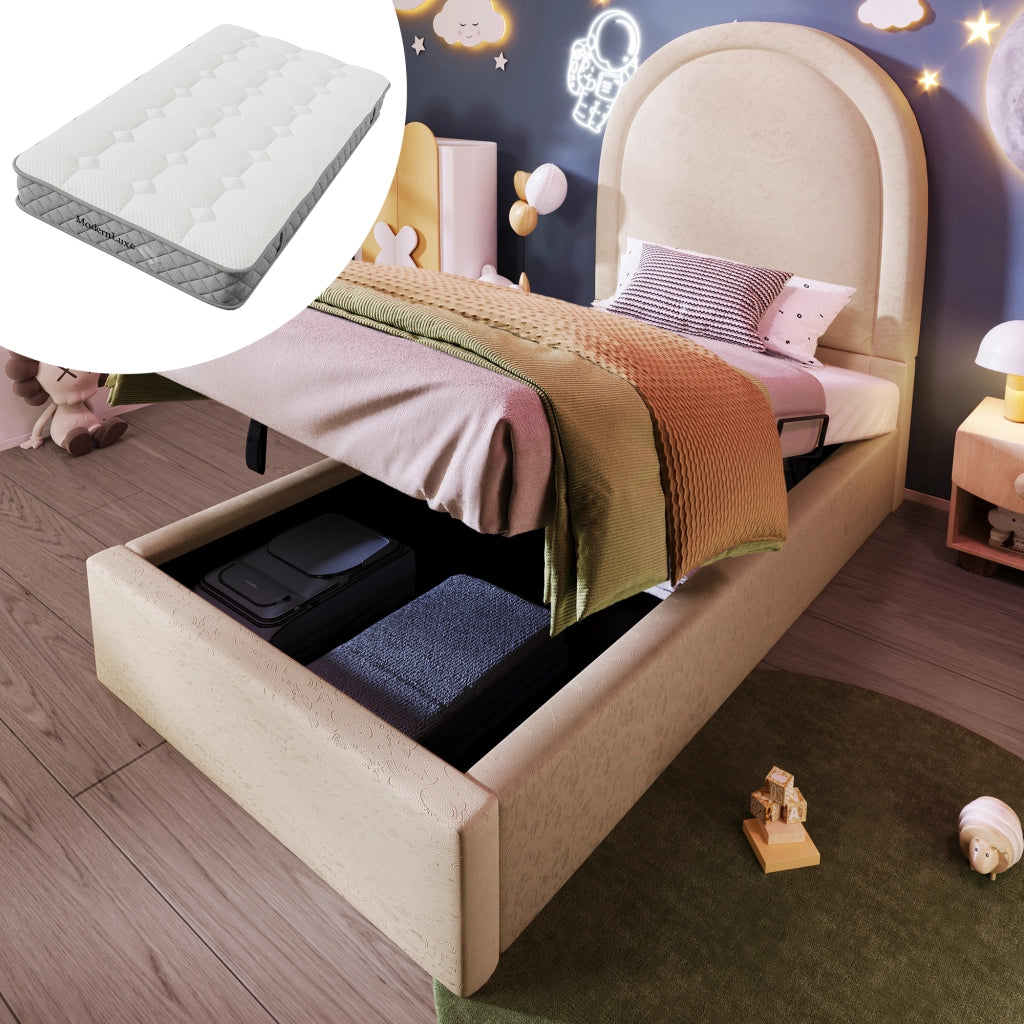 letto imbottito pu beige 90 x 200 cm