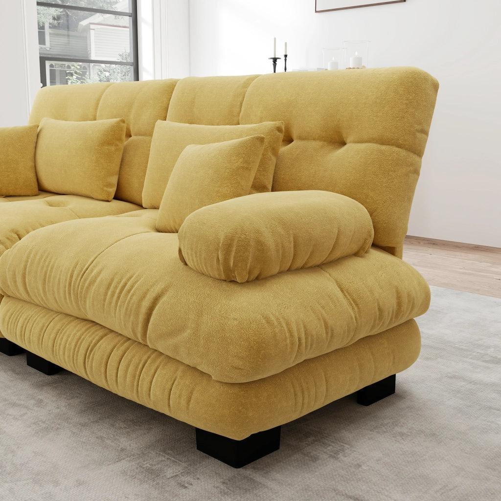 Divano Letto Angolare 3 Posti ¨C MINIMAL ¨C Chenille Giallo, Modulare
