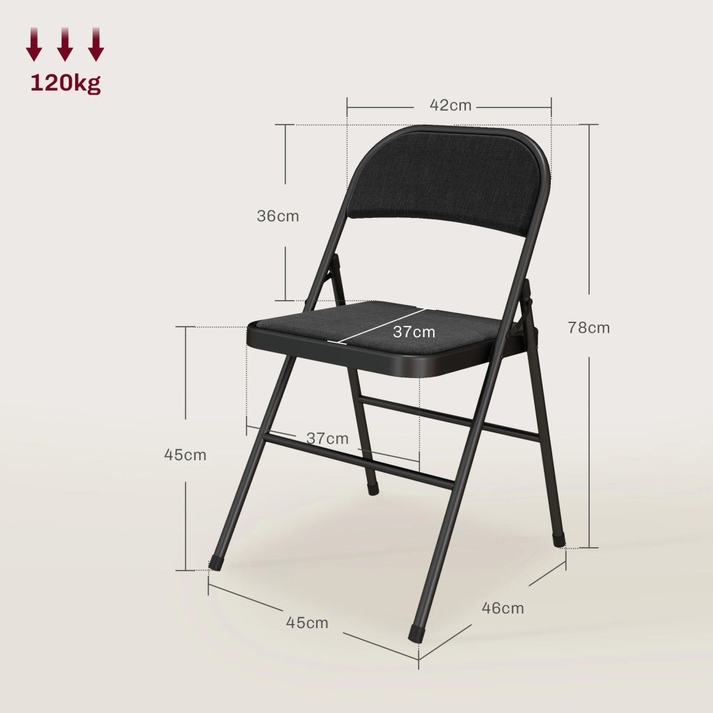 Set 4 Sedie Pieghevoli da Pranzo ¨C Xylo ¨C Struttura Metallo Nero 45x46x78cm