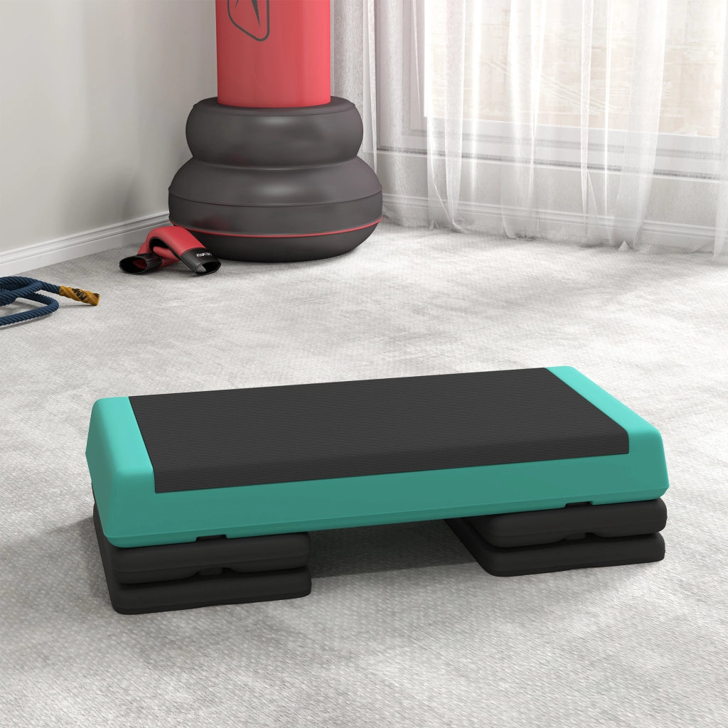 Step Aerobico Fitness Antiscivolo ¨C Xylo ¨C Altezza Regolabile 3 Livelli 77x36x20,5cm Verde e Nero