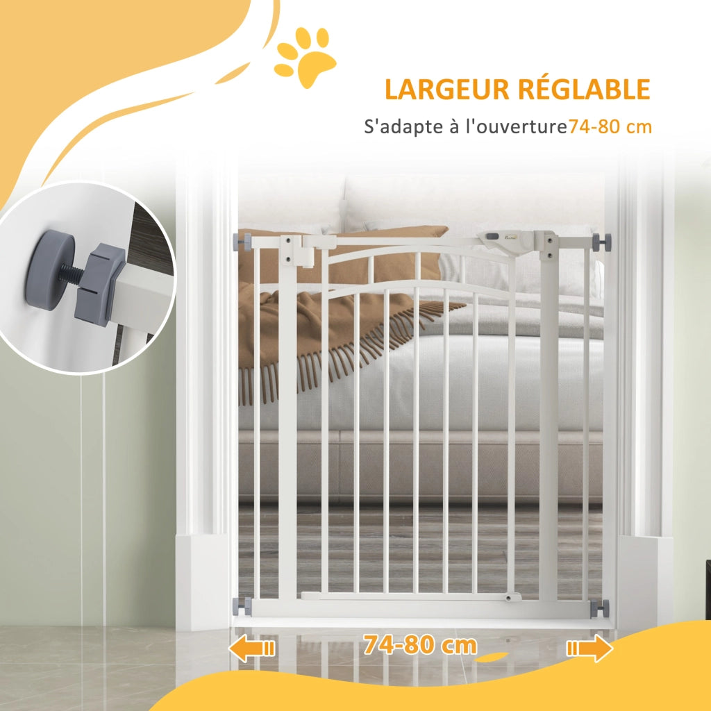 Barriera per cani estendibile per scale ¨C zephmum ¨C bianco 74-80x76 cm