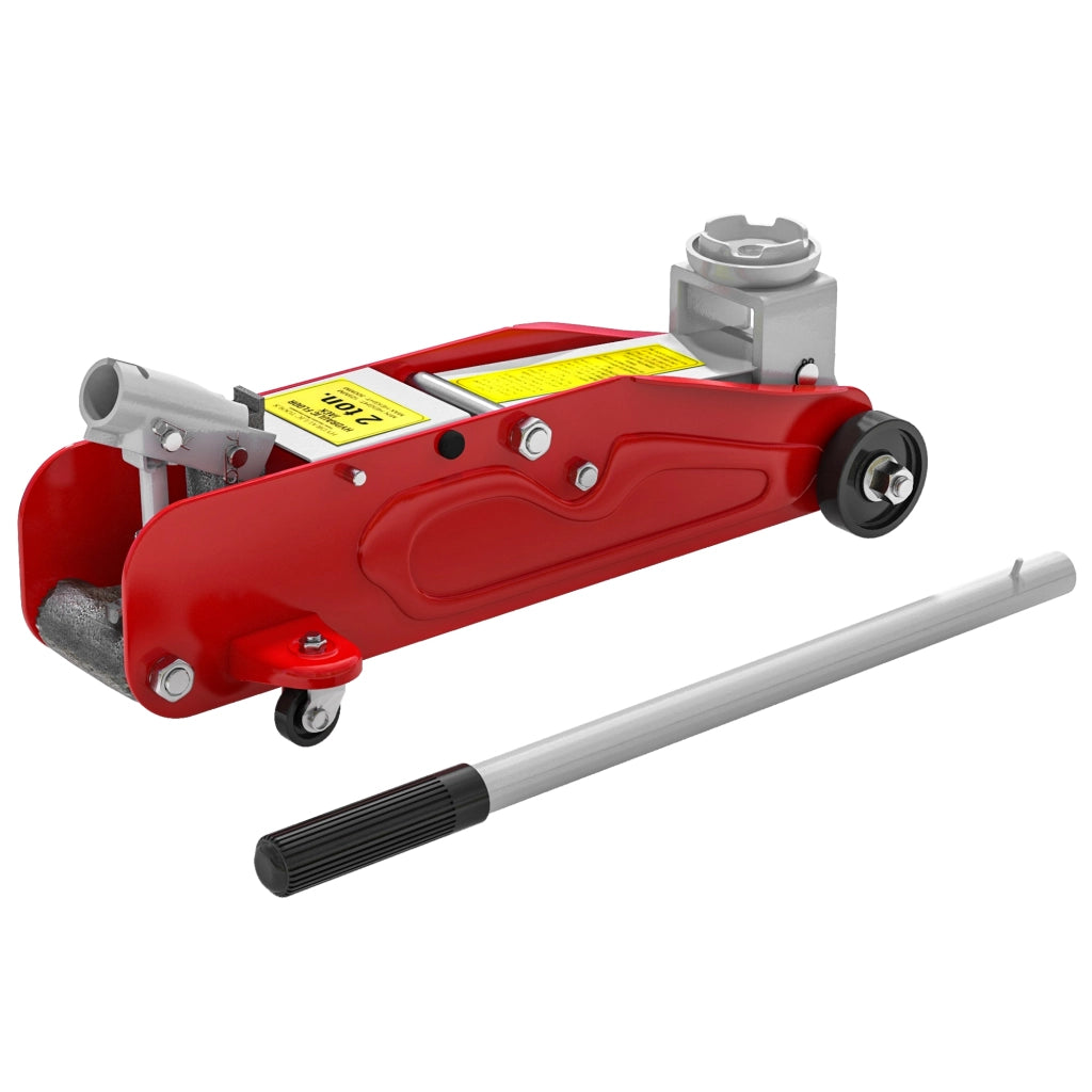 Cricco Idraulico 2 Tonnellate ¨C zephmum ¨C Rosso e Giallo, Altezza Regolabile 12-30 cm, 4 Ruote