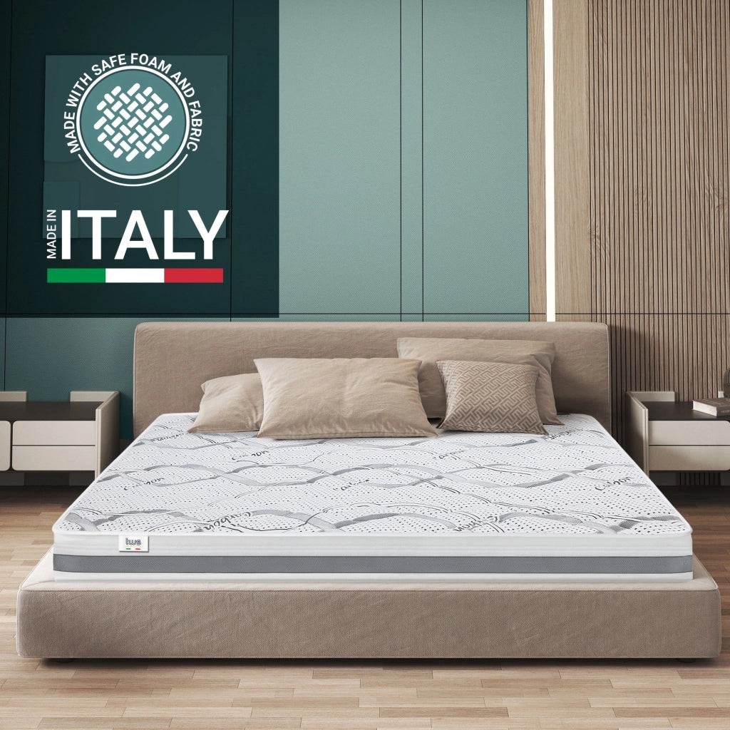 Materasso a Una Piazza e Mezza 125x210 cm a Media Rigidita' | Altezza 16 cm | Tessuto Anallergico e Traspirante | Proprieta' Ortopediche e Automodellanti | Prodotto in Italia