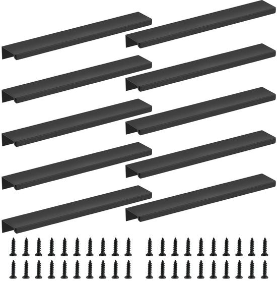 Maniglie nascoste 200 mm - 10 pezzi - Maniglie di nascosto - Maniglie di serraggio per porte - Alluminio - Inclusi 16 viti