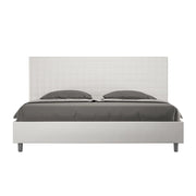 BS COM Letto matrimoniale king size con rete imbottito 200x210 similpelle bianco
