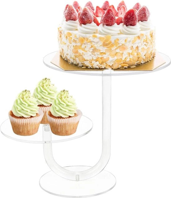 Supporto per Torta 2 Livelli - Torre per Cupcake in Acciaio - Ospite Premium per Dessert - Toren per Festa di Matrimonio e Compleanno (20 cm)