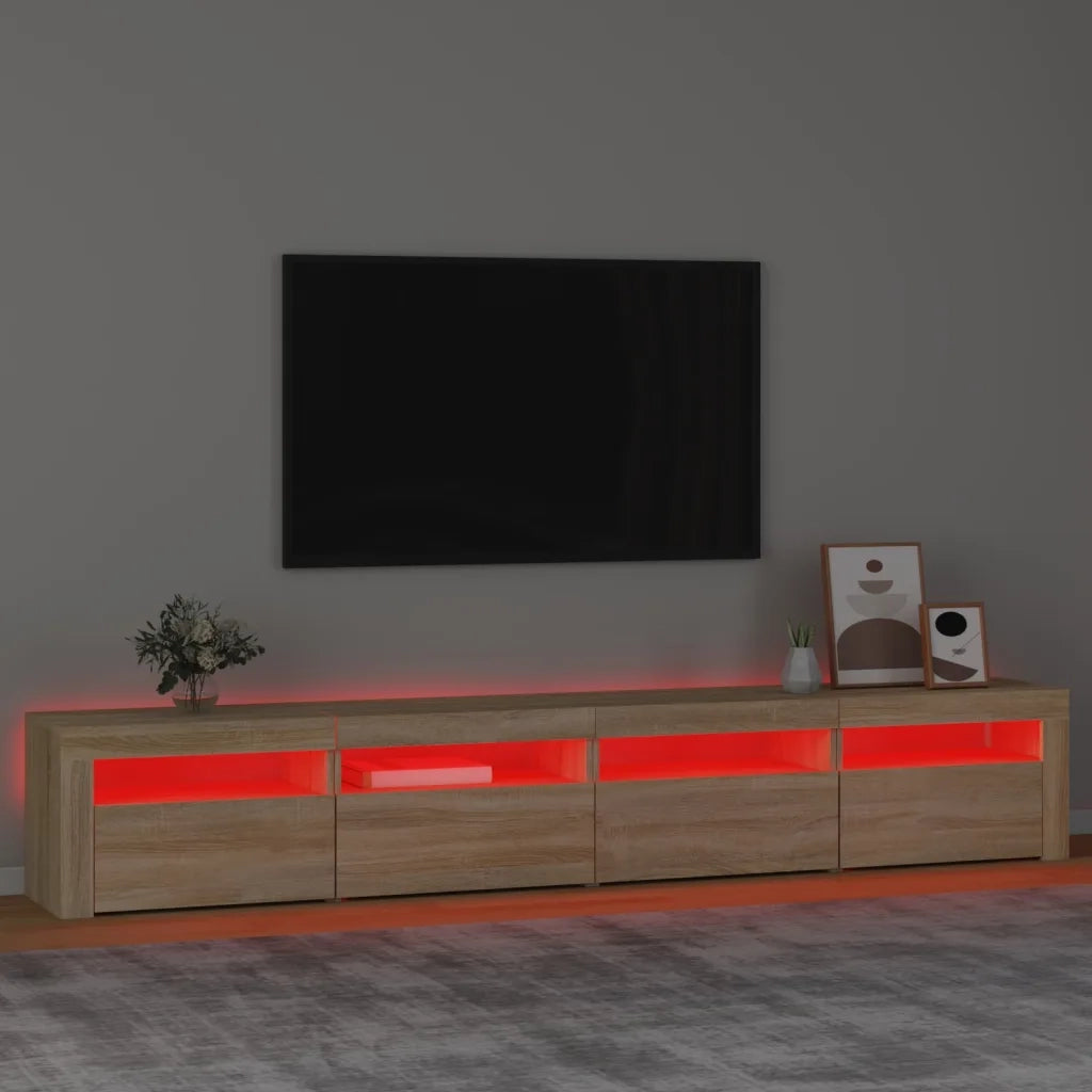 Mobile Porta TV con Luci LED Rovere Sonoma 240x35x40 cm 3152764