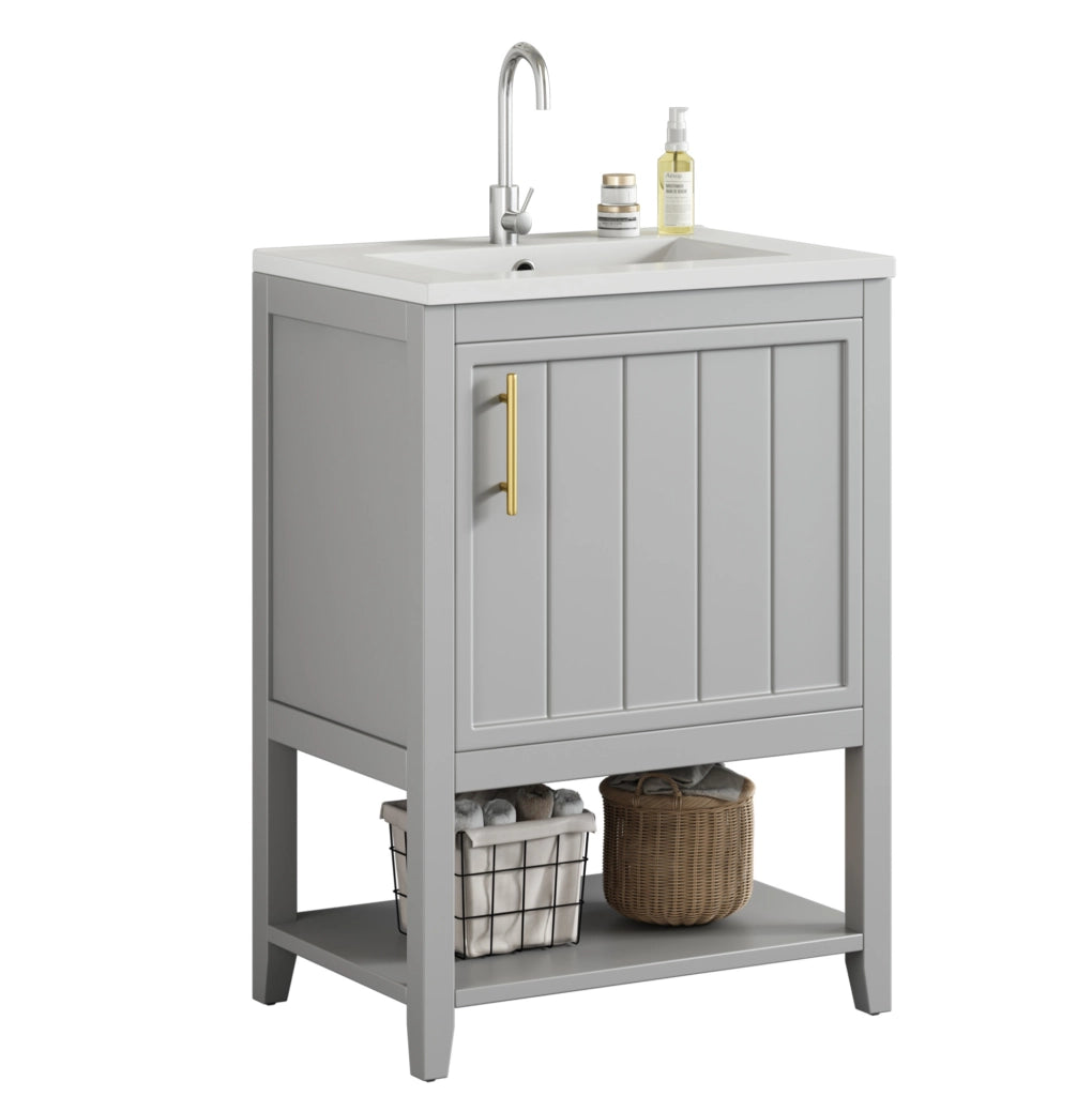 Mobiletto bagno con ripiani in MDF grigio