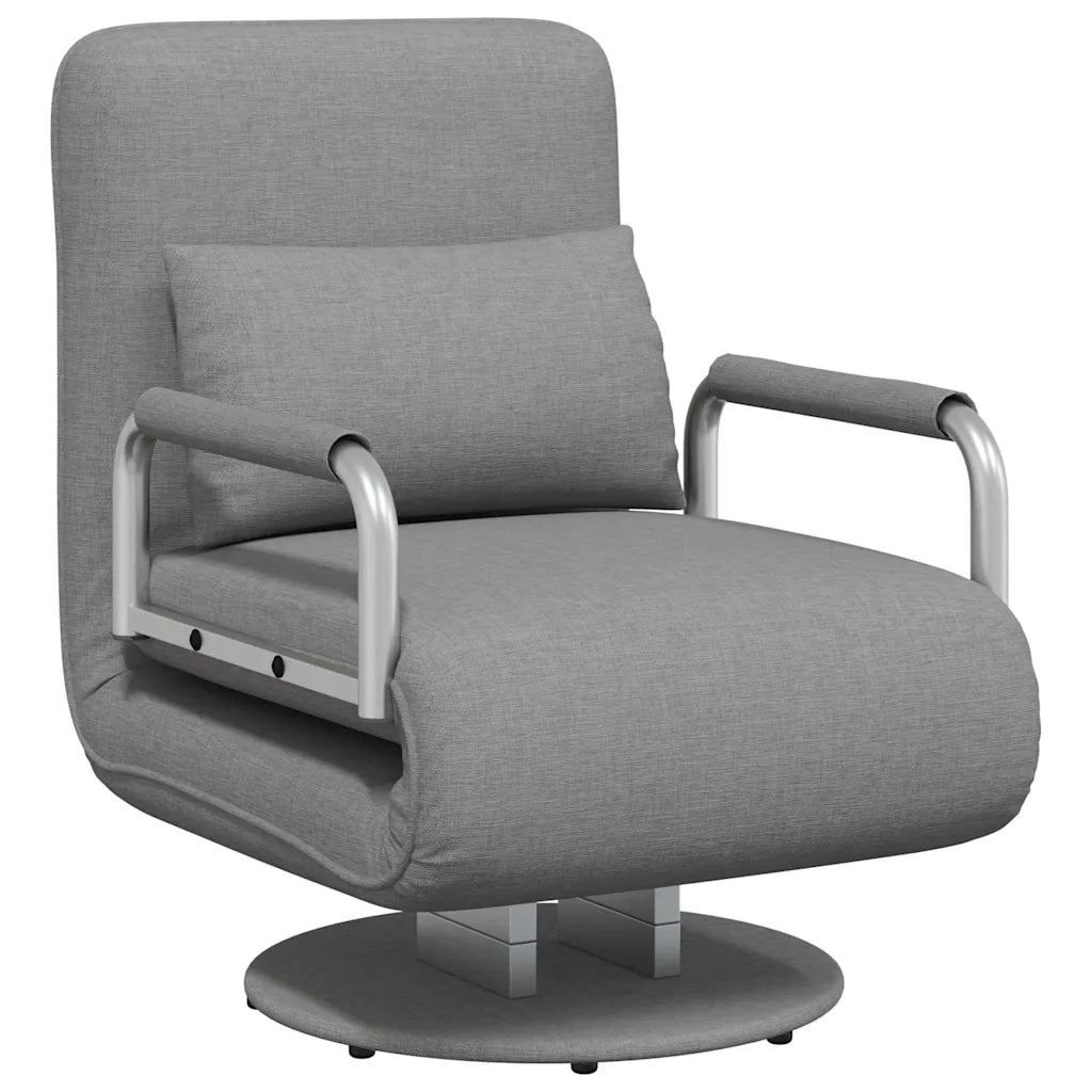 Sedia Girevole e Divano Letto Grigio Chiaro in Tessuto 244666