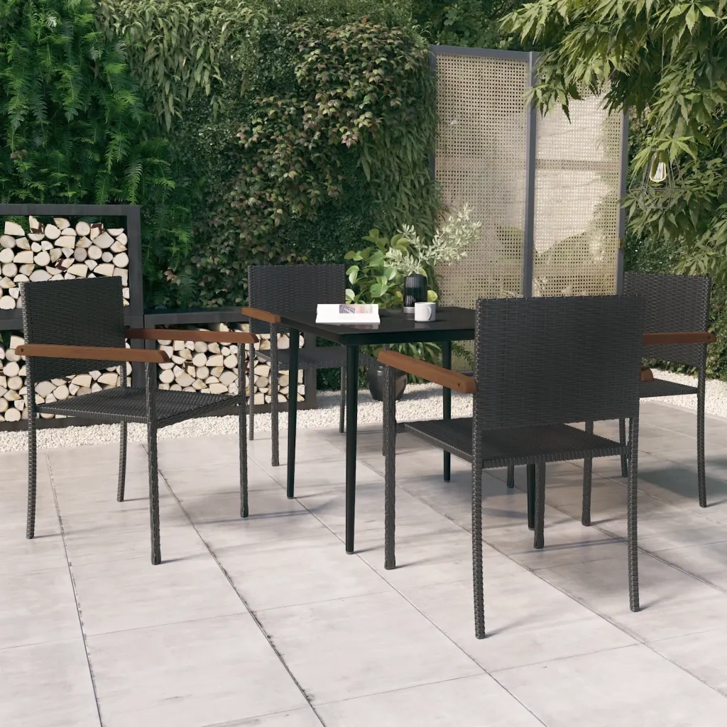 Set da Pranzo da Giardino 5 pz | Set Salotto da Giardino Nero