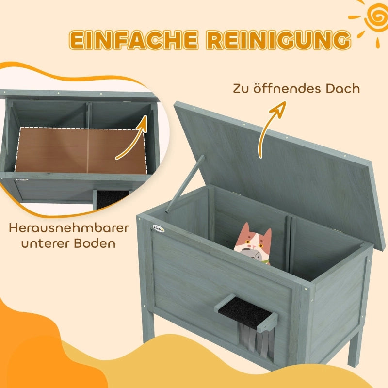 Cuccia per gatti da esterno, resistente alle intemperie, 1 finestra, 1 ingresso, 85 x 50 x 68,5 cm, grigio scuro + nero