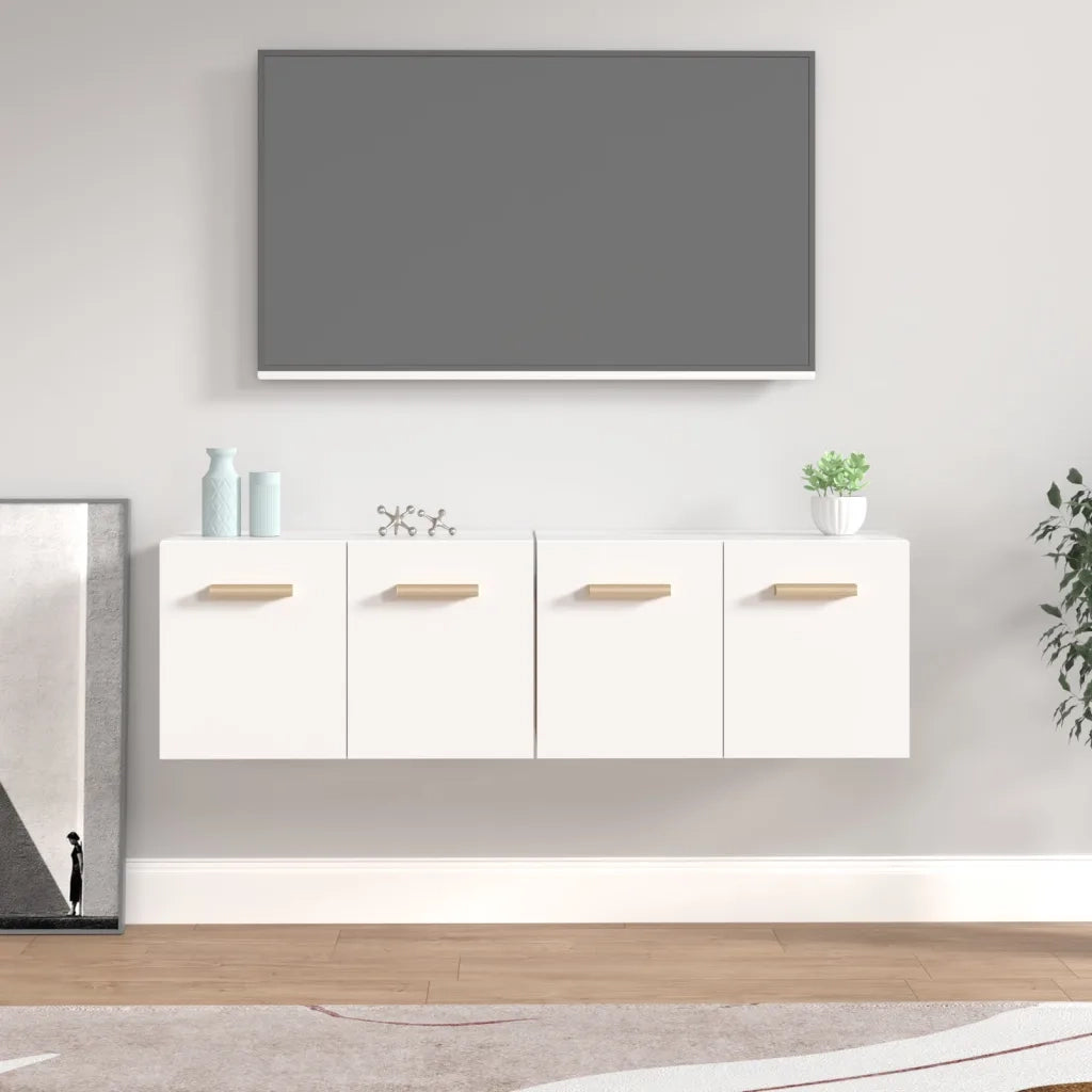 Armadietto a Muro | Mobili Parete 2 pz Bianco 60x36,5x35 cm Legno Multistrato