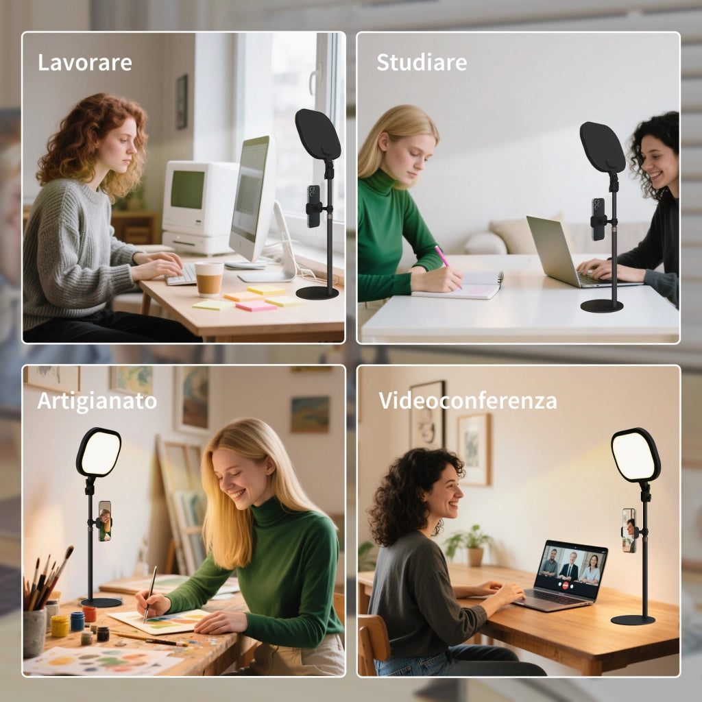 Lampada da Scrivania LED con Supporto per Telefono ¨C Minimal ¨C Nero