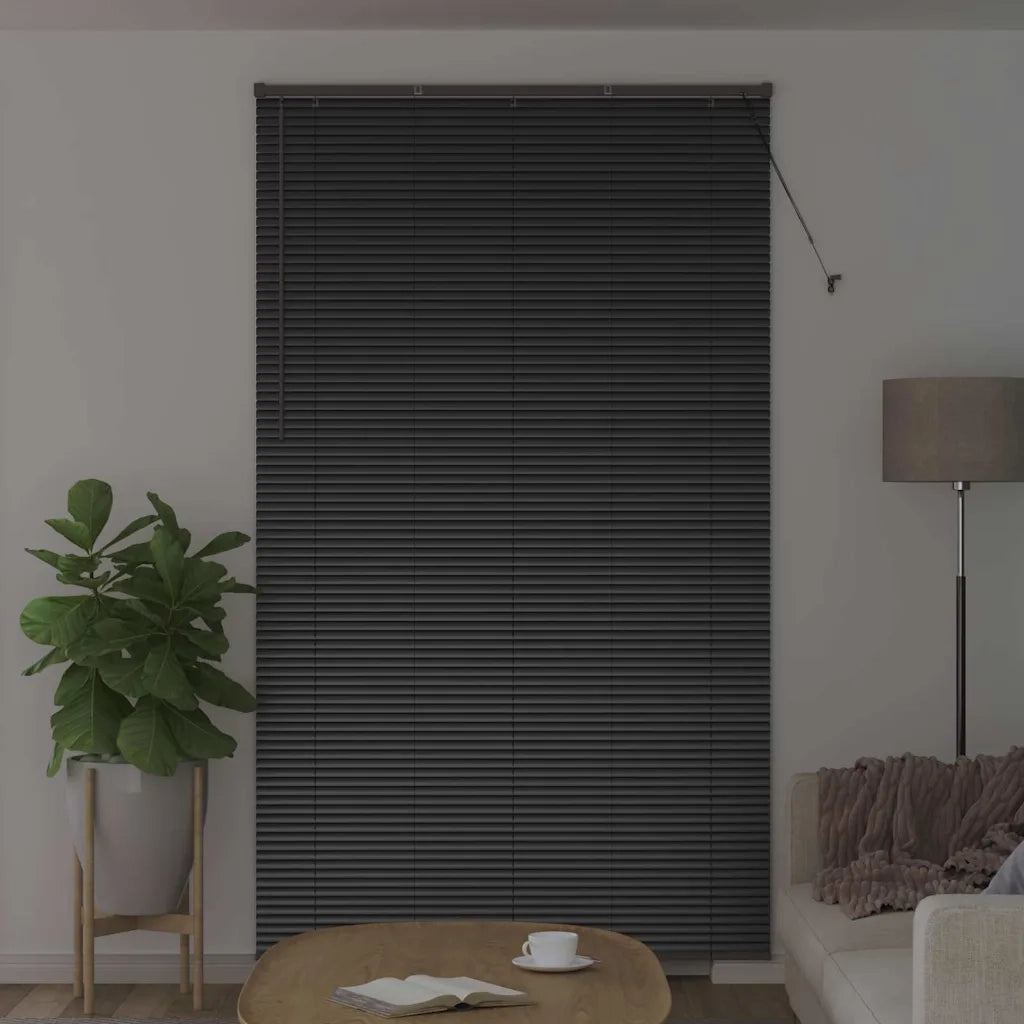 Tendaggi a Veneziana | Tenda a lamelle Nero 220 x 125 cm Alluminio
