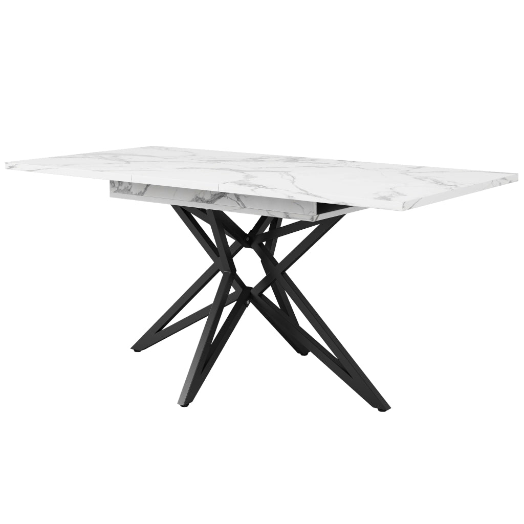 Tavolo da Pranzo Allungabile con 4 Sedie ¨C MINIMAL ¨C Piano Nero, Velluto Grigio Scuro, 120/160x68 cm
