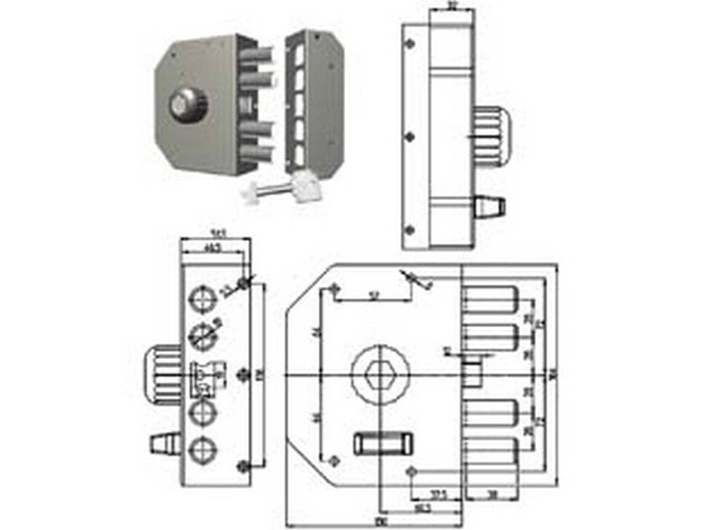 1pz serratura a pompa con scrocco e pomolo 3050 - cilindro mm.60 dx (3050-02n) cod:ferx.fer412759