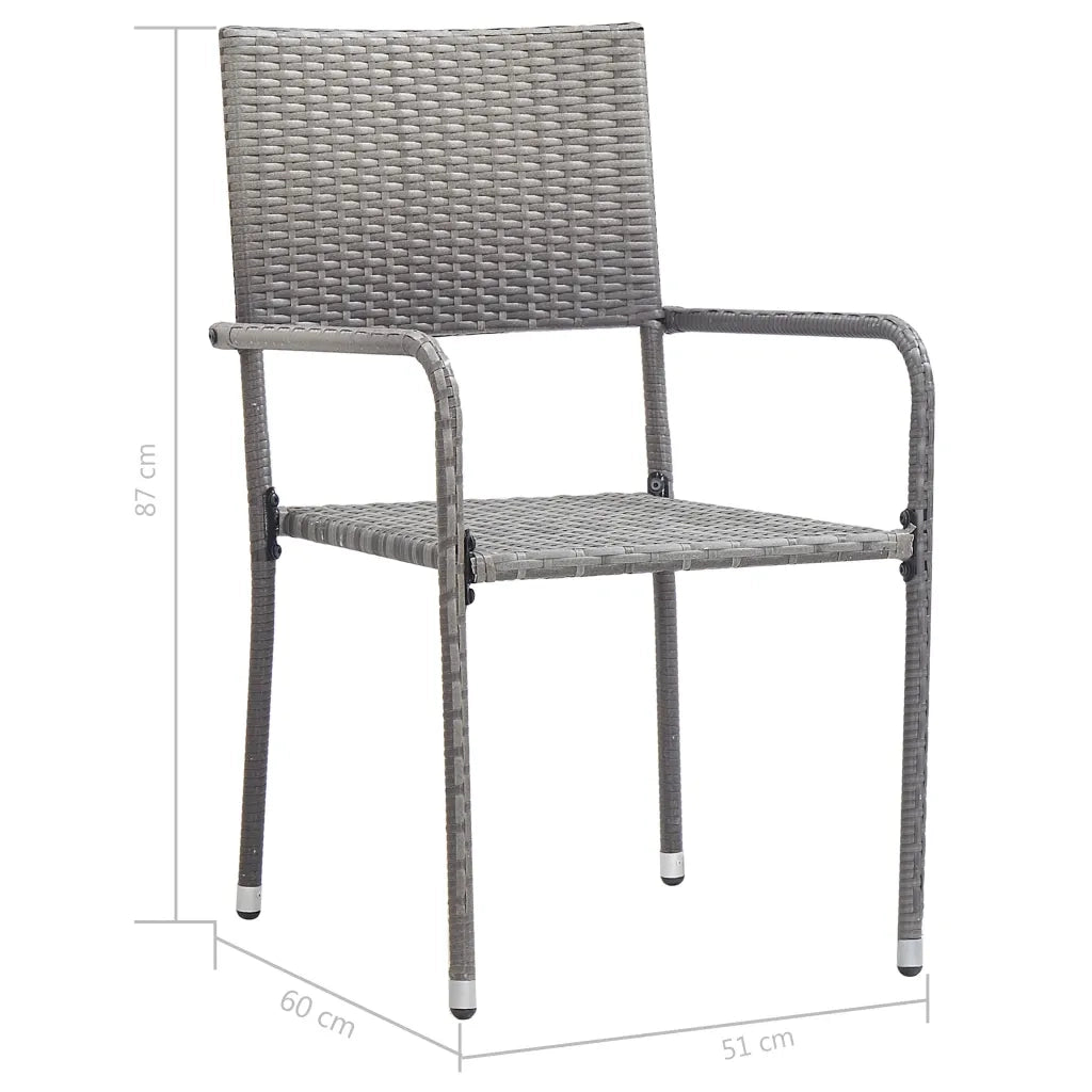 Sedie da Pranzo da Giardino 2 pz | Sedie da Esterno Impilabili Grigie in Polyrattan