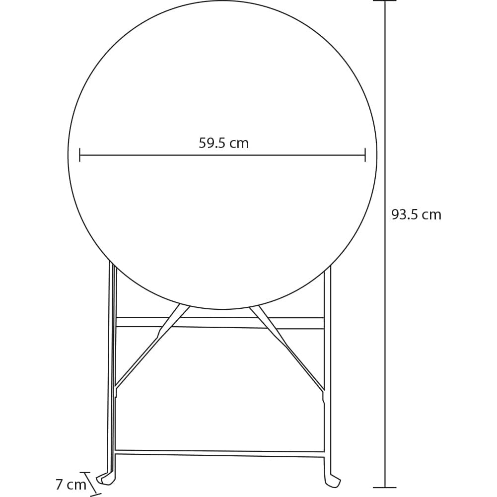 Set 3 Pezzi Giardino Tavolo con 2 Sedie Bistrot Pieghevole Modello Parigi Nero