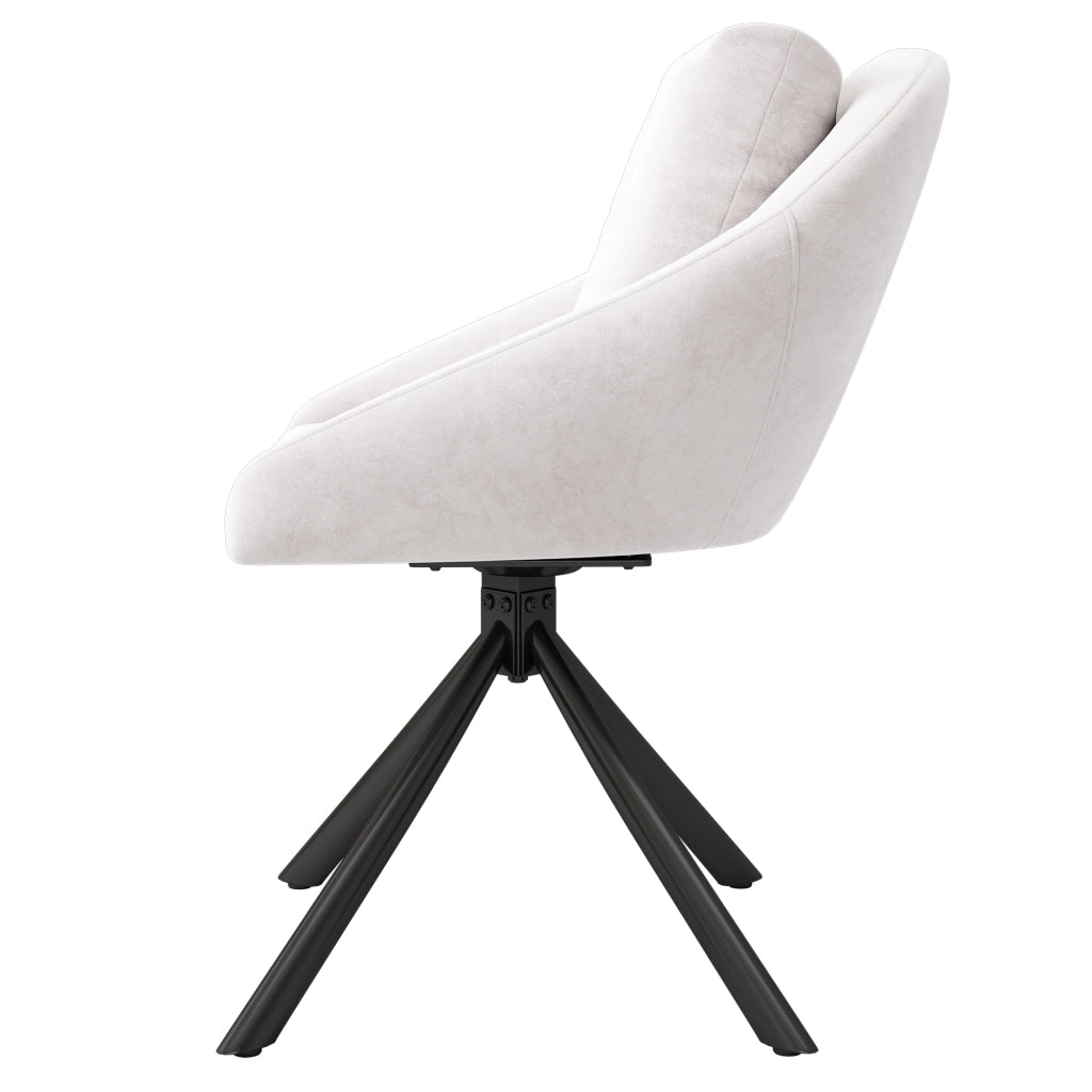 Sedia da pranzo girevole in velluto con supporto ergonomico e base in metallo per casa e ufficio beige 4 pezzi