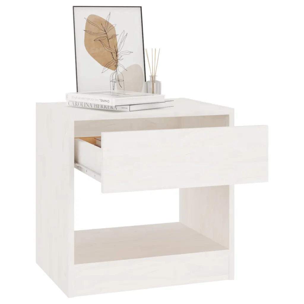 Comodino | Armadio da Notte | Mobiletto da notte Bianco 40x31x40 cm in Legno Massello di Pino