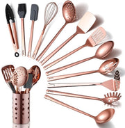 Set di accessori da cucina - 13 pezzi - acciaio inossidabile - rosa oro