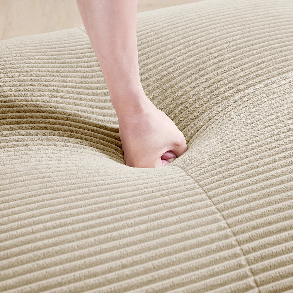 Set 3 posti + 3 pouf in velluto - Xylo - Braccioli XL, imbottitura 32D, home cinema, beige