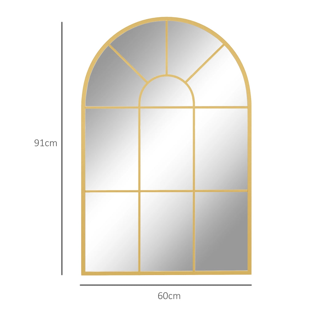 SPECCHIO da Parete 91x60 cm in Metallo Oro con Montaggio a Parete