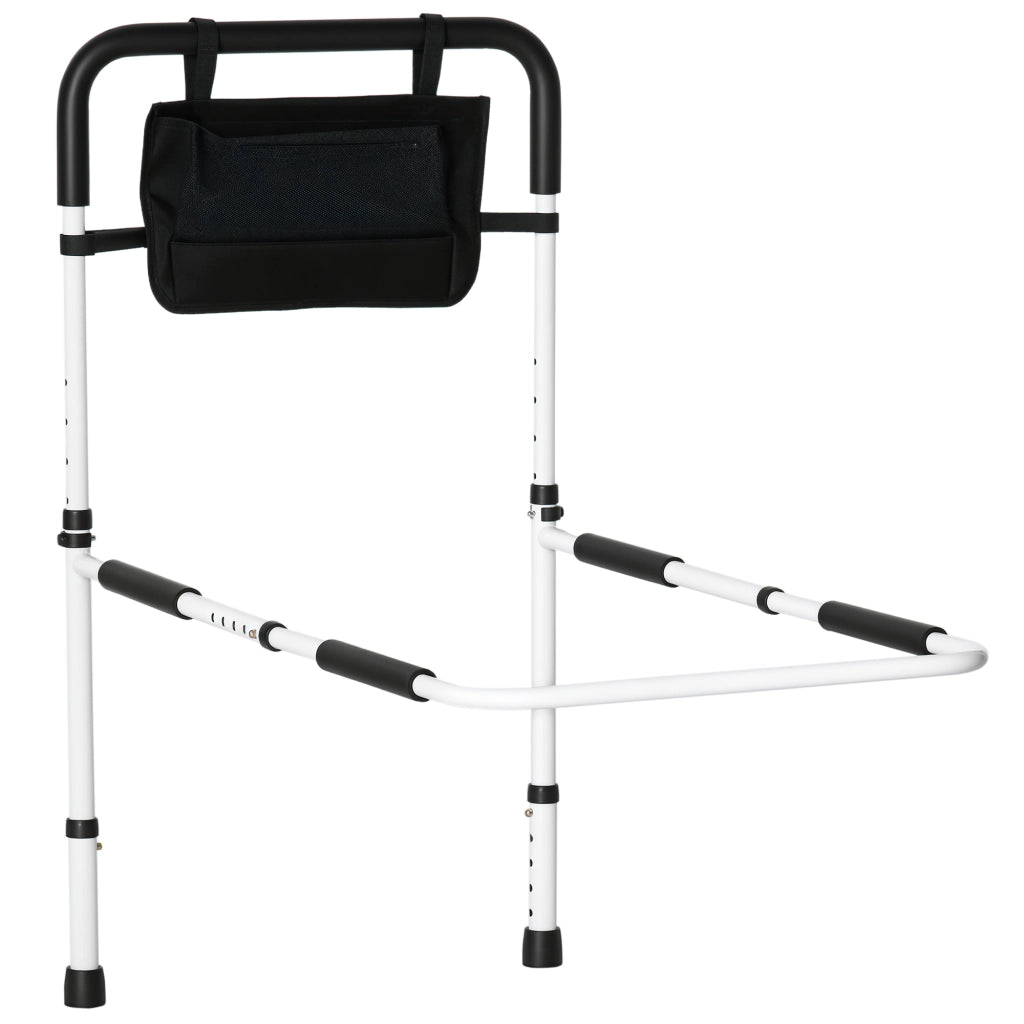 Barre di protezione letto regolabile 5 altezze con tascone ¨C Minimal ¨C 52x85-95x71-102 cm bianco nero