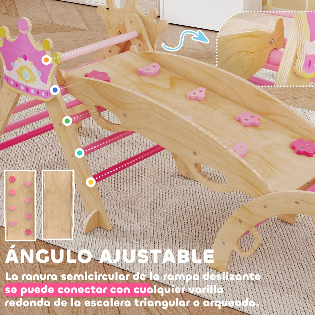 Triangolo di Arrampicata Montessori ¨C Minimal ¨C Legno, Rosa, 8 in 1