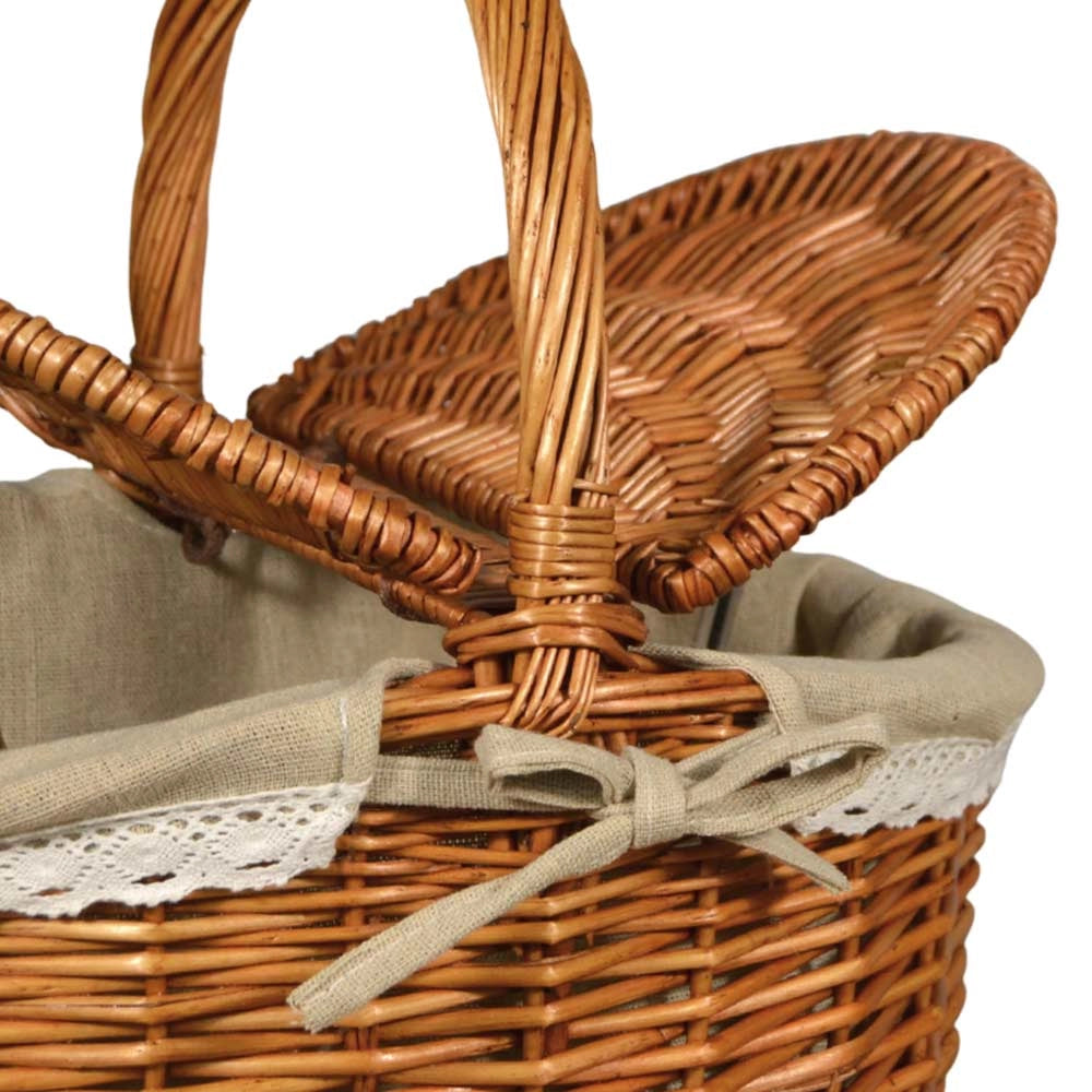 Cesto Picnic Cuore piccolo in Vimini e Juta con coperchio cm 35 x 25 x h 17